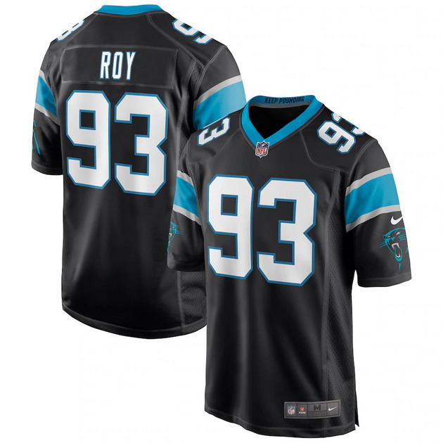 mens nike bravvion roy black carolina panthers game jersey